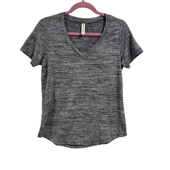 Athleta Breezy Scoop V-Neck Tee Gray Black Space Dye Size S - Picture 1 of 6